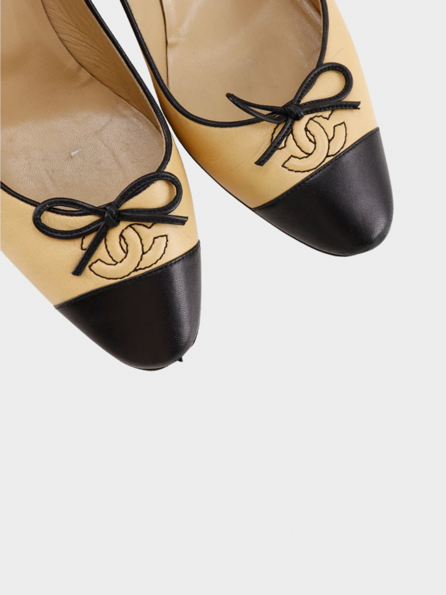 Chanel 2000s Coco Beige Ribbon Pumps