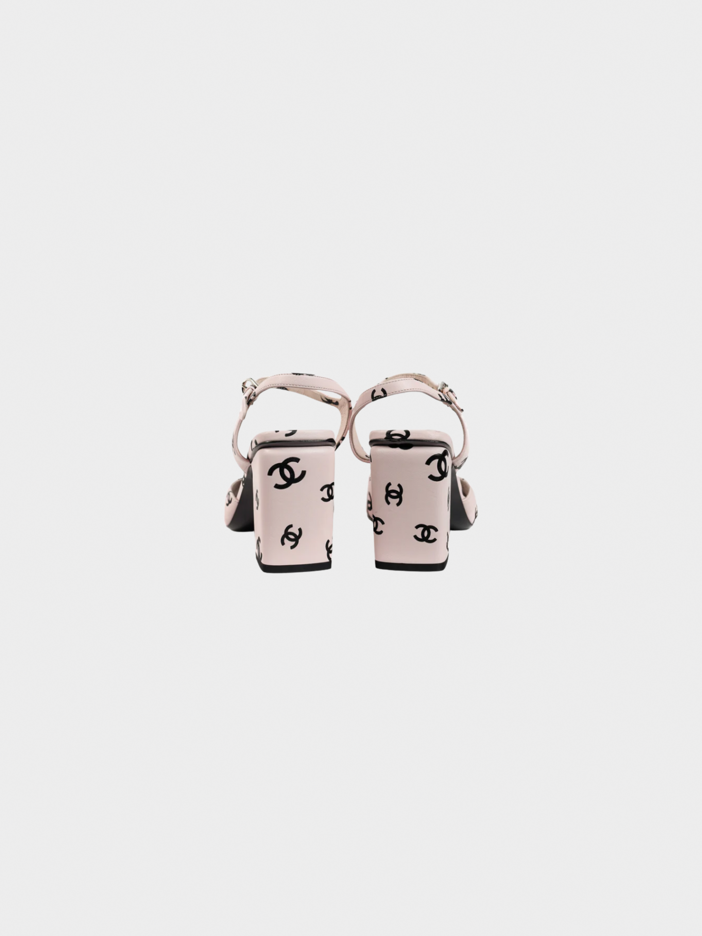 Chanel Summer 2022 Light Pink CC-Print Leather Sandals