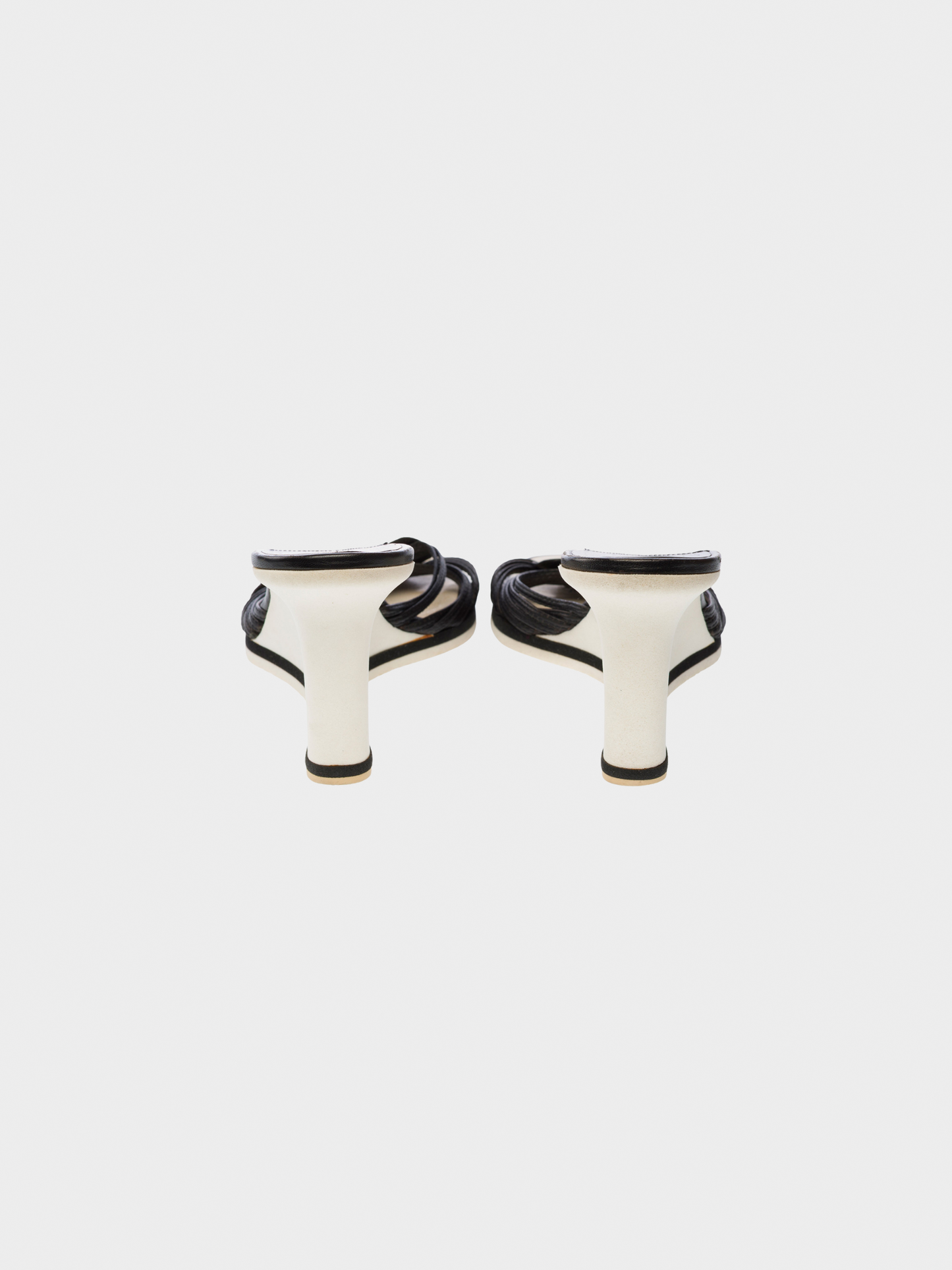 Chanel 2010s Black Leather Camellia Wedge Sandals