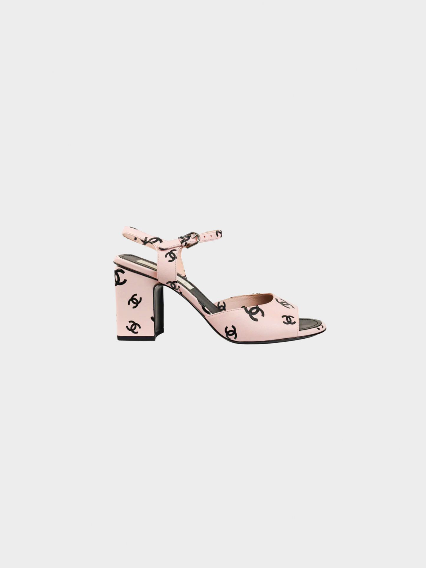 Chanel Summer 2022 Light Pink CC-Print Leather Sandals
