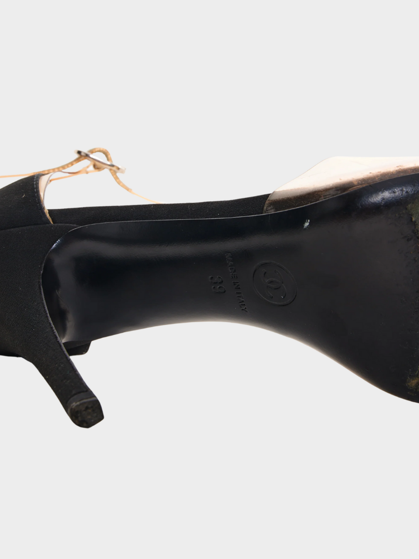 Chanel by Karl Lagerfeld SS 2013 Chanel Black Fabric and PVC CC Ankle Strap Heels