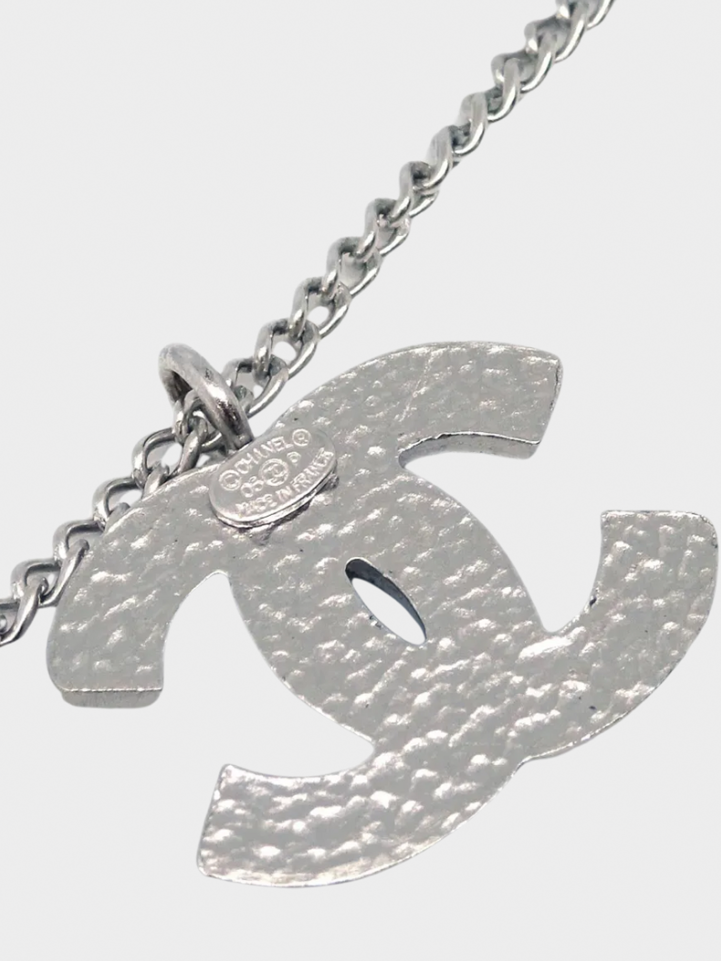 Chanel 2006 Silver and Black CC Logo Necklace