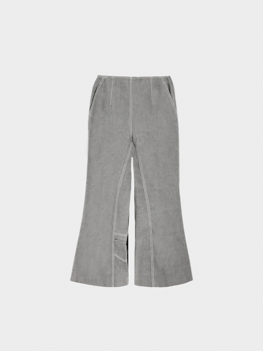 Chanel 2001 Crystal CC Logo Flared Cargo Denim Pants