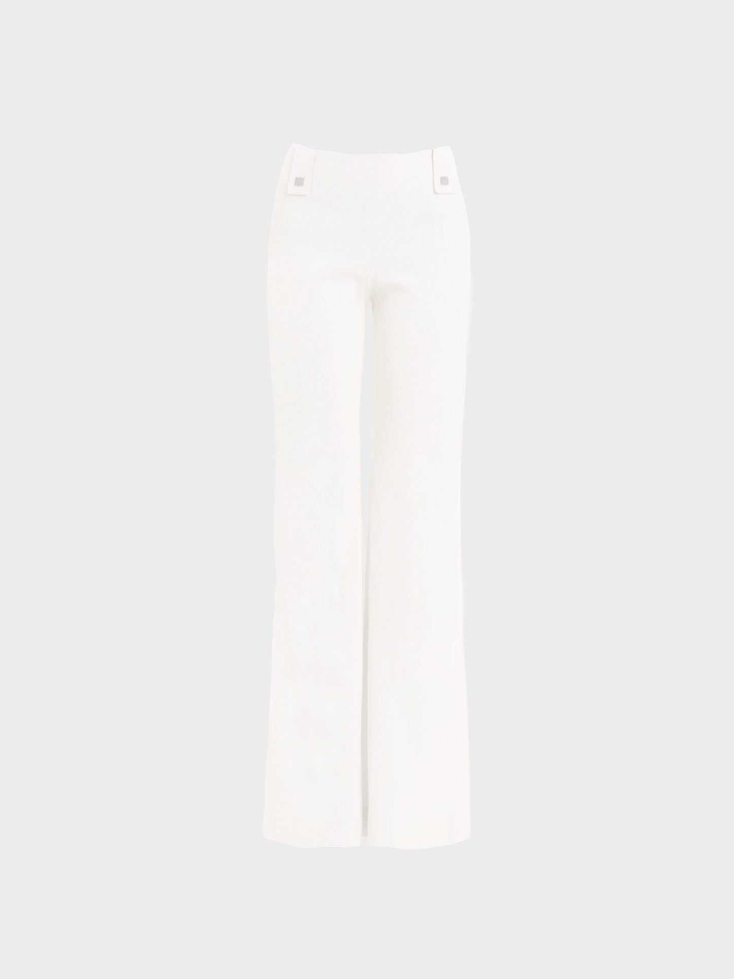 Chanel by Karl Lagerfeld SS 2001 White Ribbed High Waisted Flare Pants