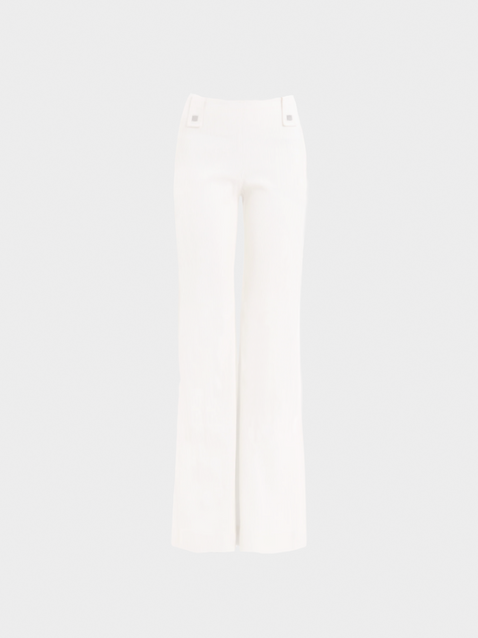 Chanel by Karl Lagerfeld SS 2001 White Ribbed High Waisted Flare Pants