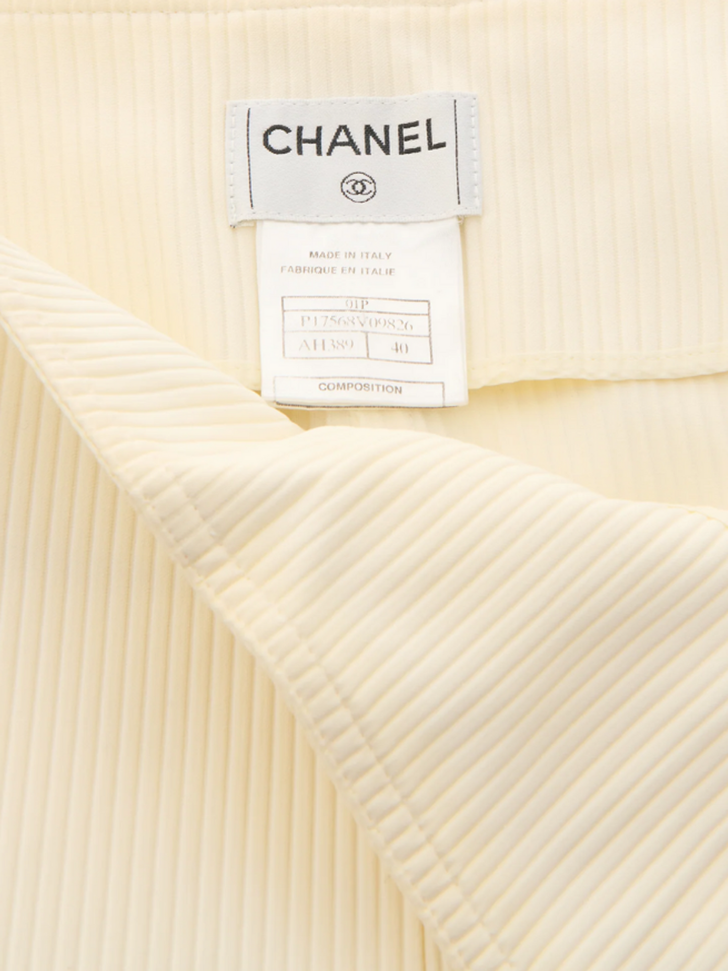 Chanel by Karl Lagerfeld SS 2001 White Ribbed High Waisted Flare Pants