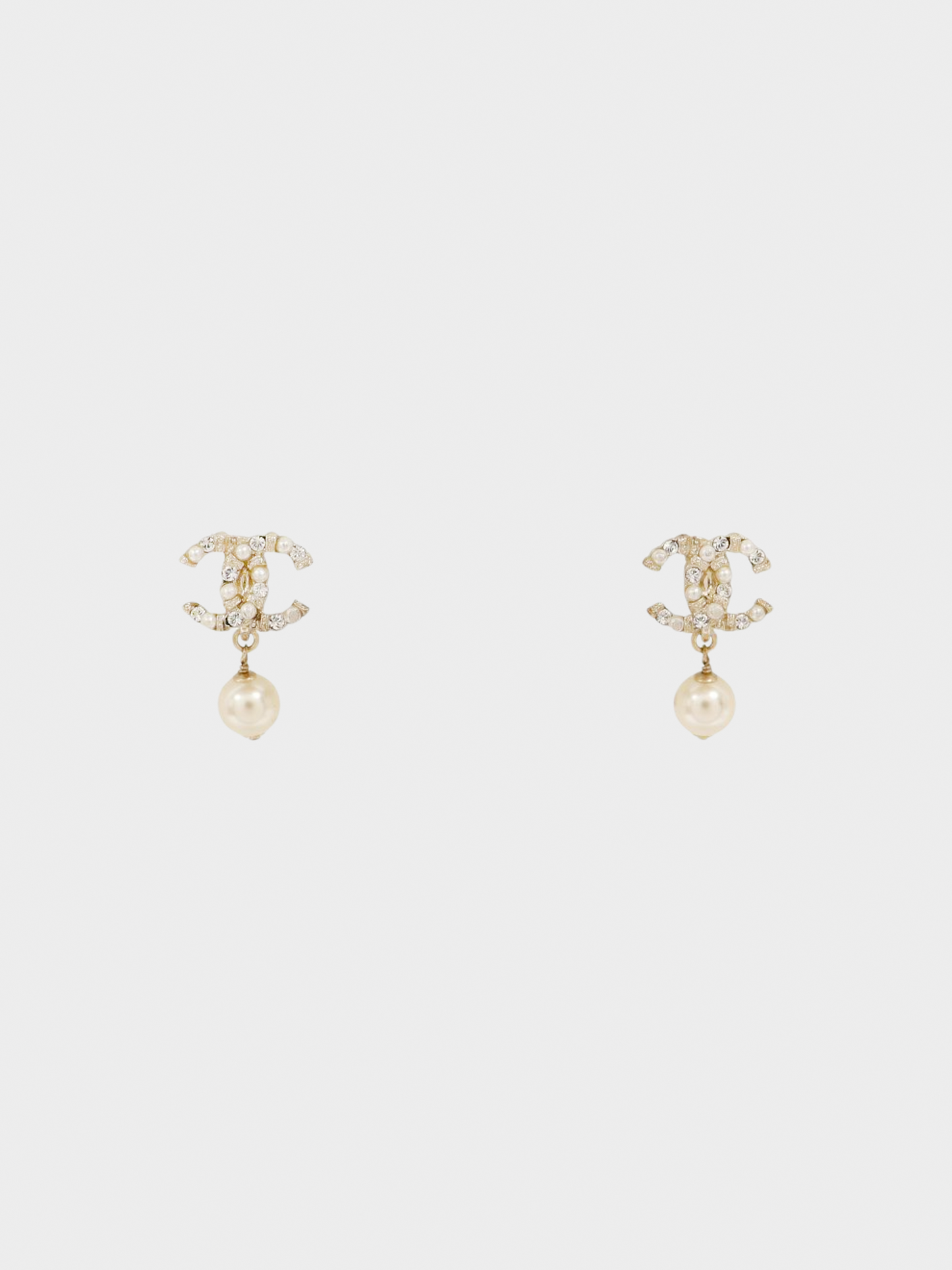 Chanel 2020s Coco Rhinestone Pearl Swing Earrings