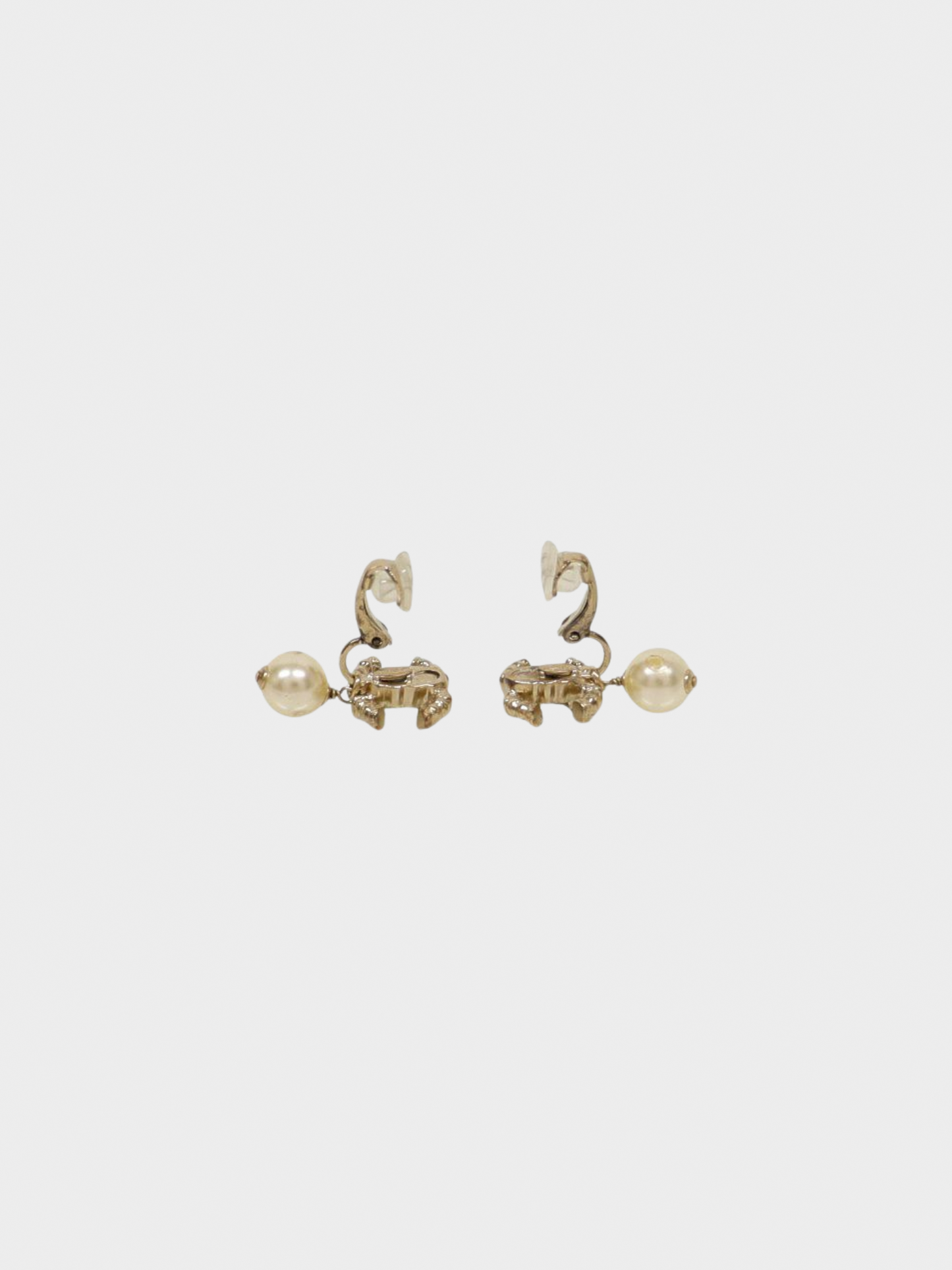 Chanel 2020s Coco Rhinestone Pearl Swing Earrings