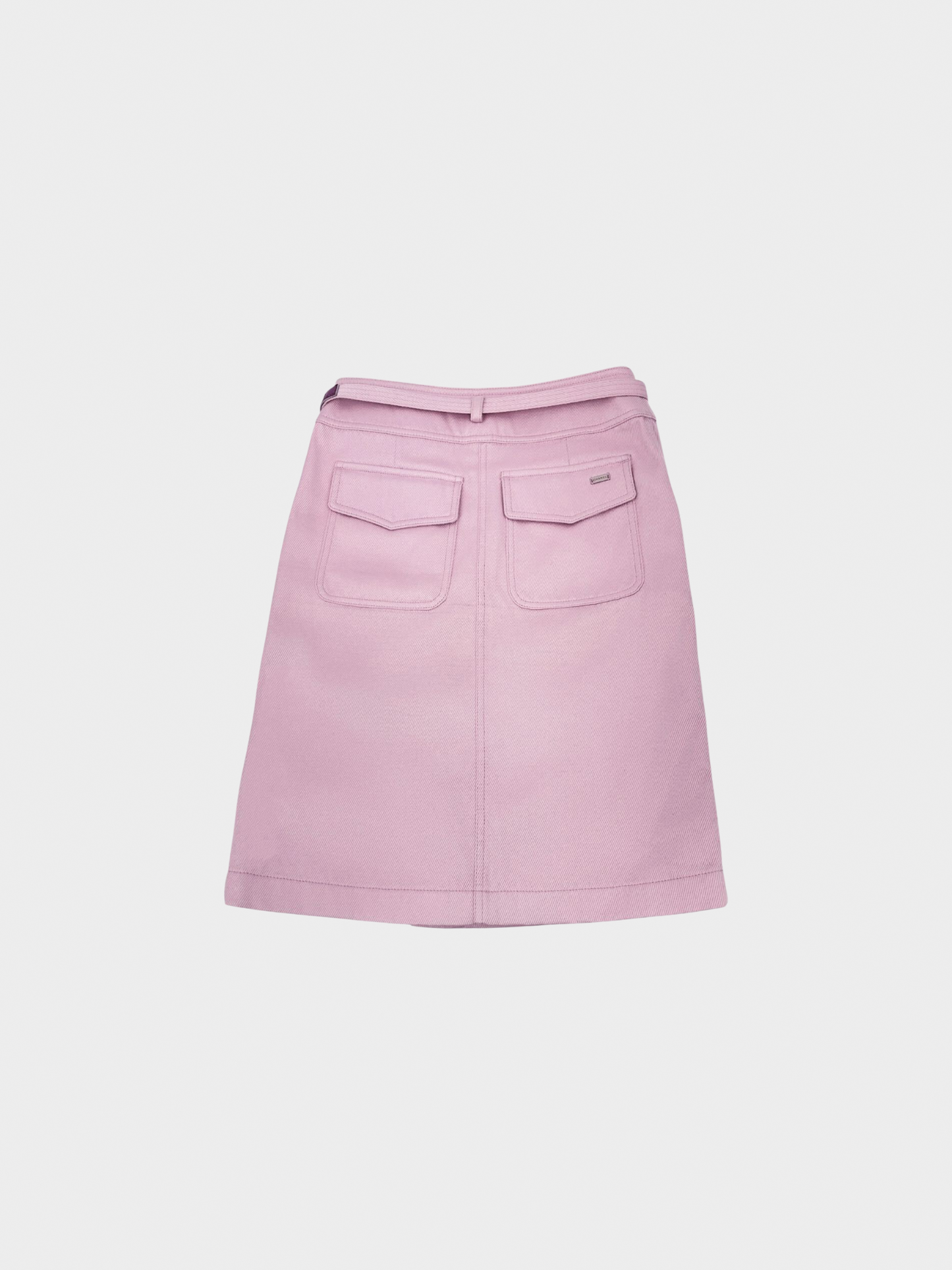 Chanel 2000s Pink Cotton Belted Midi Skirt