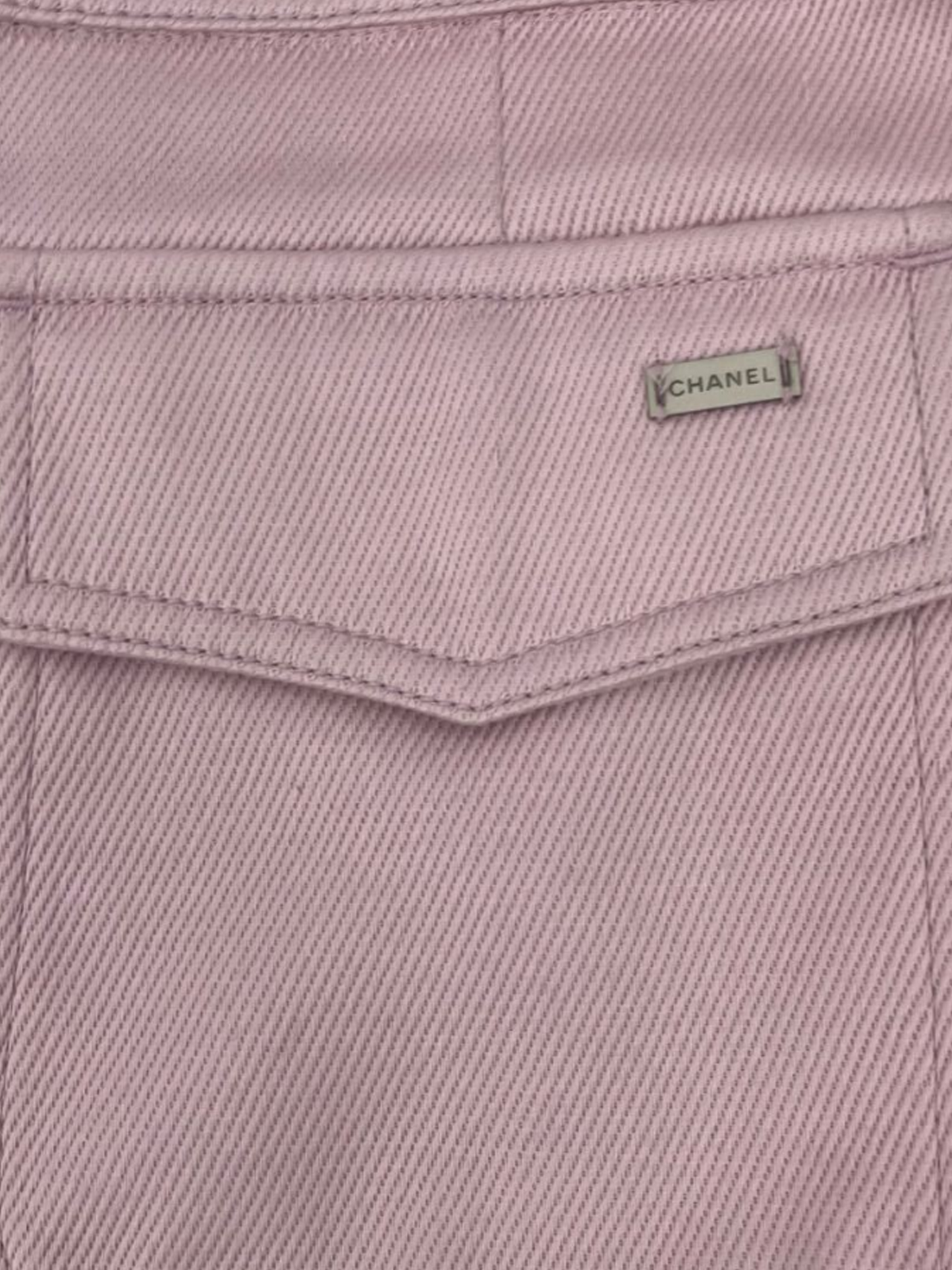 Chanel 2000s Pink Cotton Belted Midi Skirt