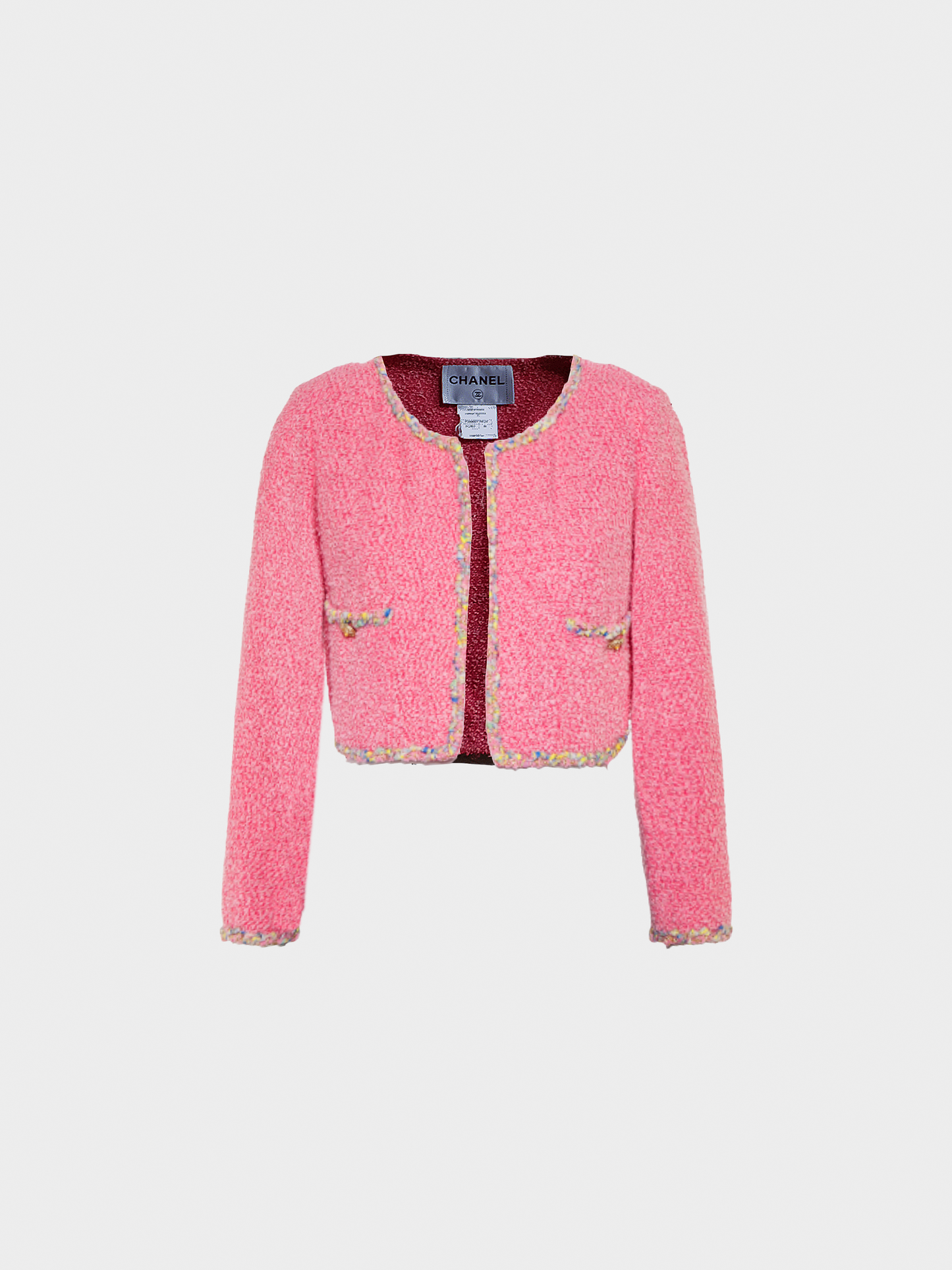 Chanel 2000s Pink Tweed Cropped Jacket