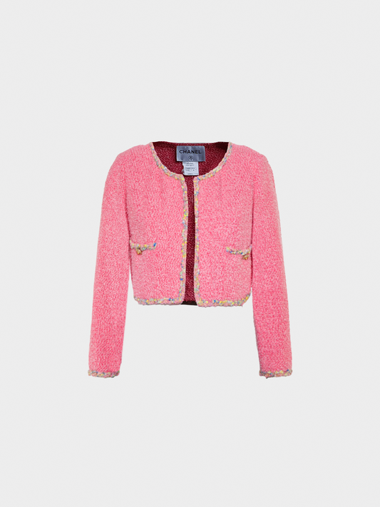 Chanel 2000s Pink Tweed Cropped Jacket