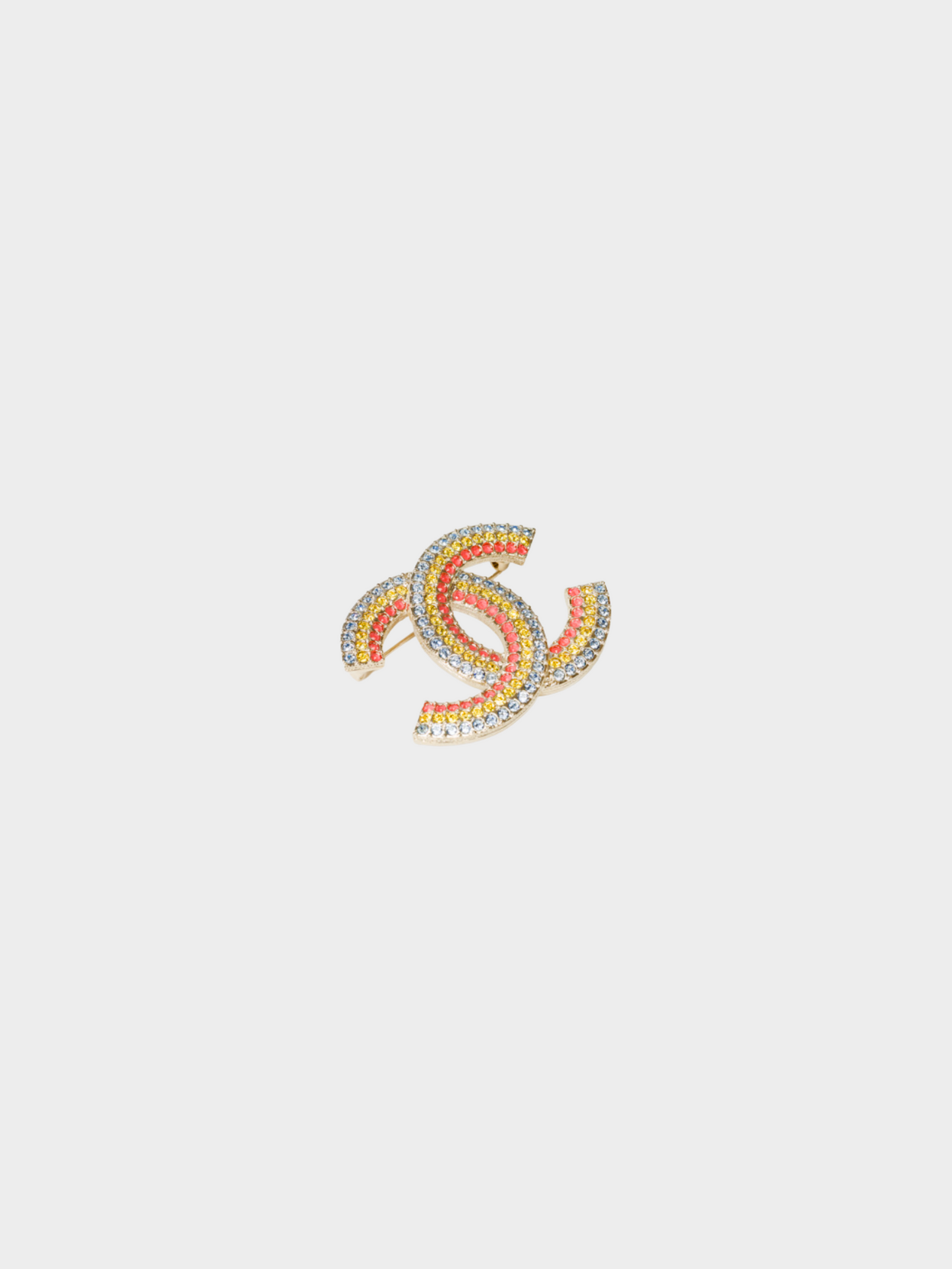 Chanel Autumn 2023 Multicoloured CC Crystal Embellished Brooch