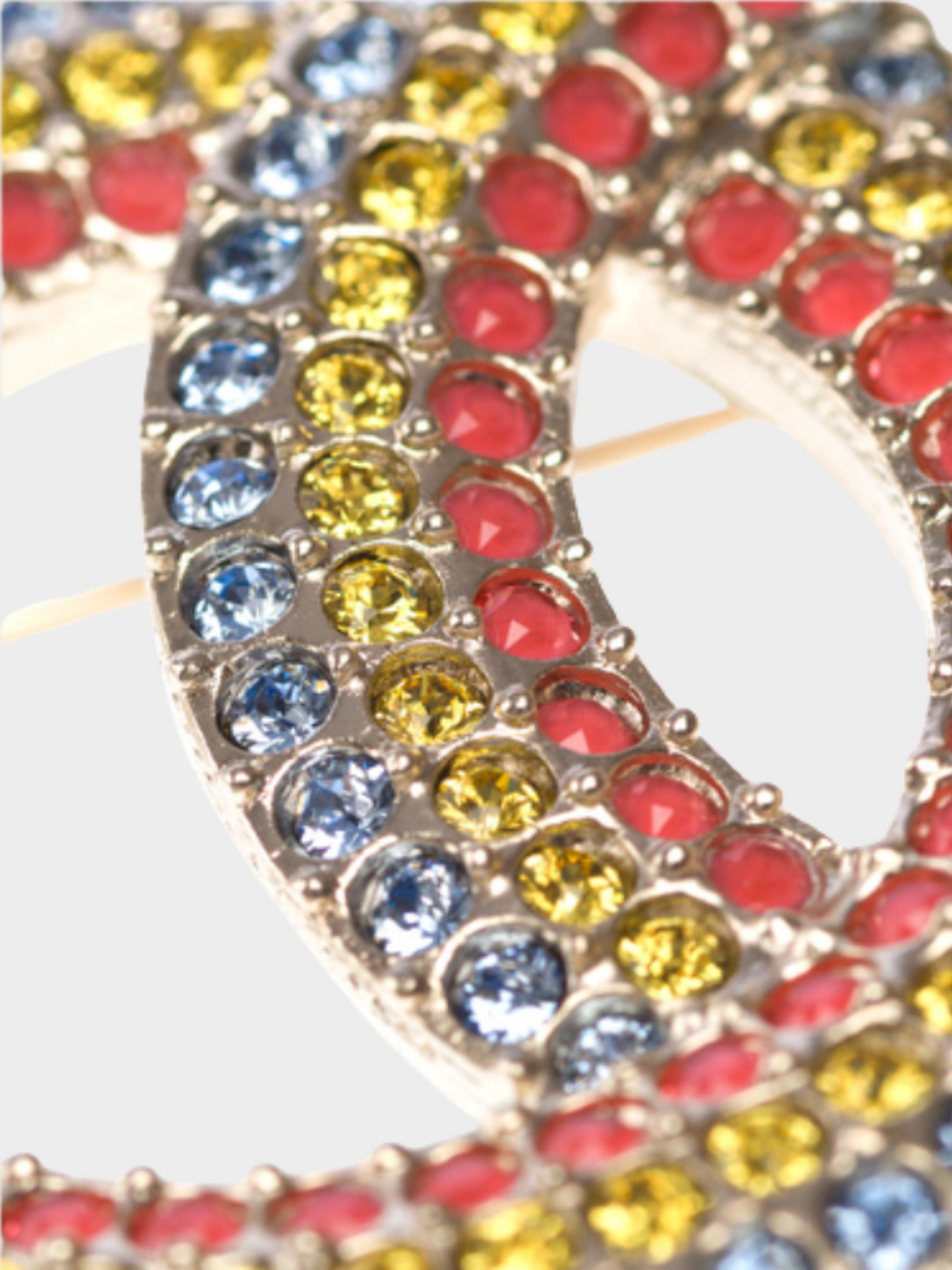 Chanel Autumn 2023 Multicoloured CC Crystal Embellished Brooch