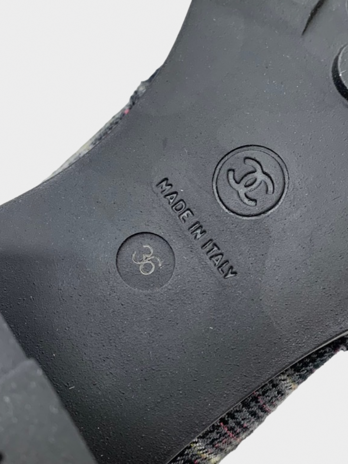 Chanel 2008 Black Plaid Combat Boots