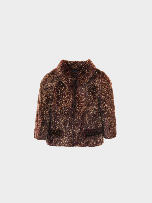 Chanel FW 2005 Brown Rabbit Fur Cropped Jacket
