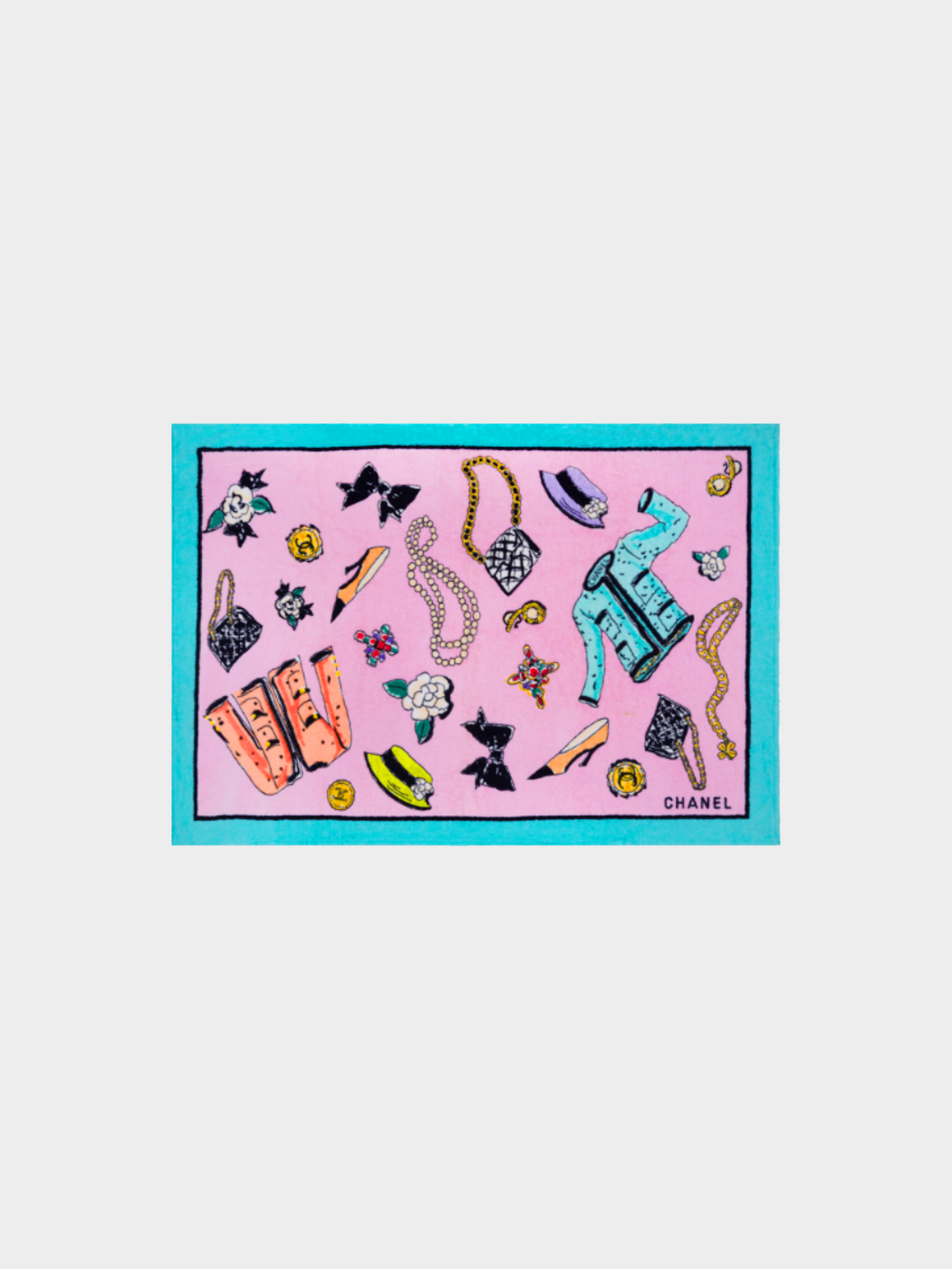 Chanel by Karl Lagerfeld Spring 1994 Pink Iconic Printed Beach Towel