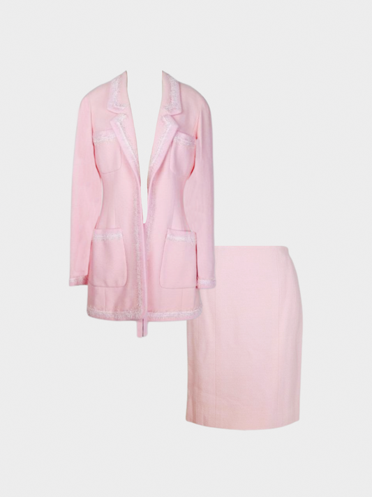 Chanel FW 1994 Baby Pink Tweed Suit Set
