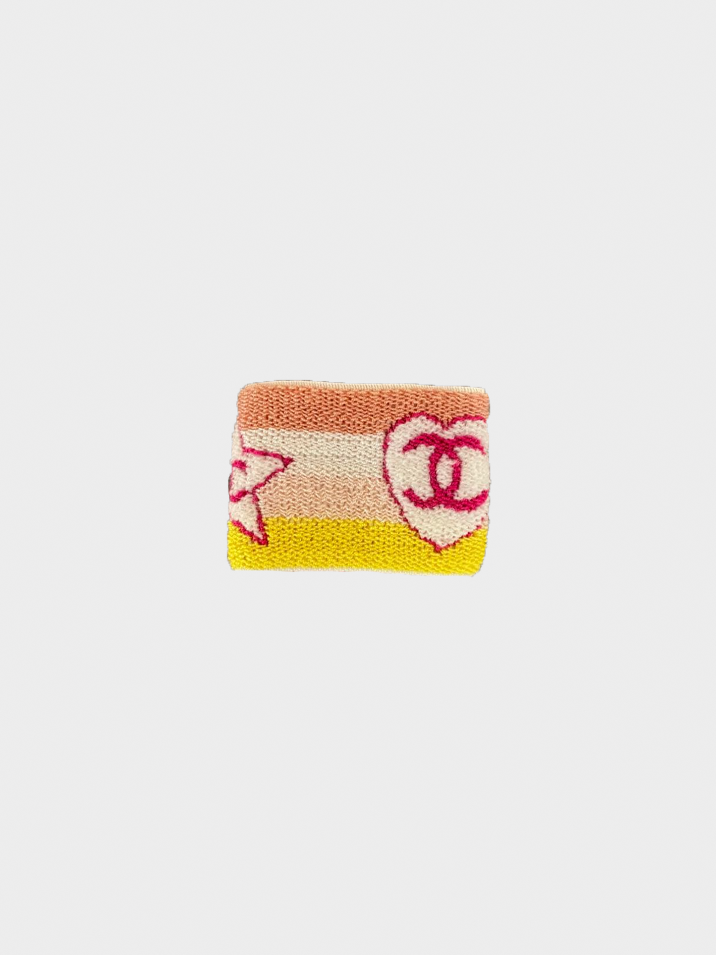 Chanel Sports 2004 Pink and Yellow Coco CC Headband Wristband Set