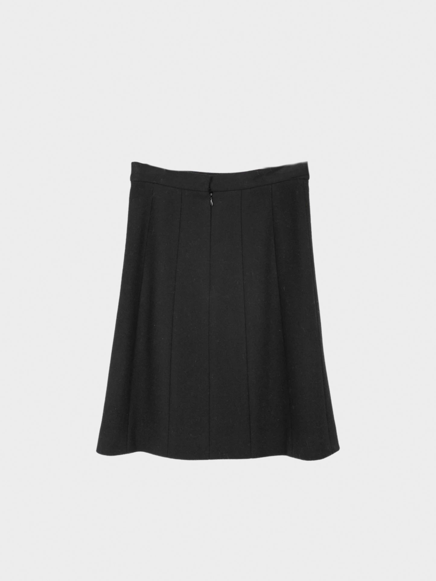 Chanel 2000s Black Wool-Blend Panelled A-Line Knee-Length Skirt