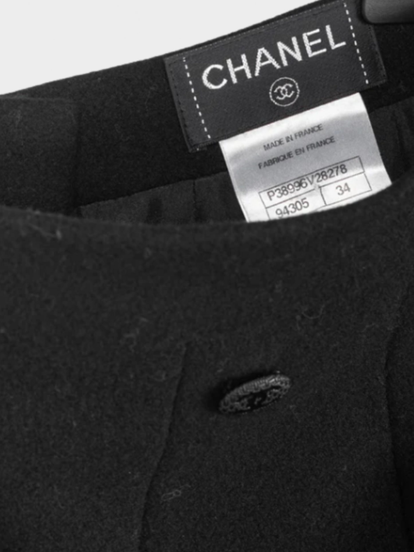 Chanel 2000s Black Wool-Blend Panelled A-Line Knee-Length Skirt
