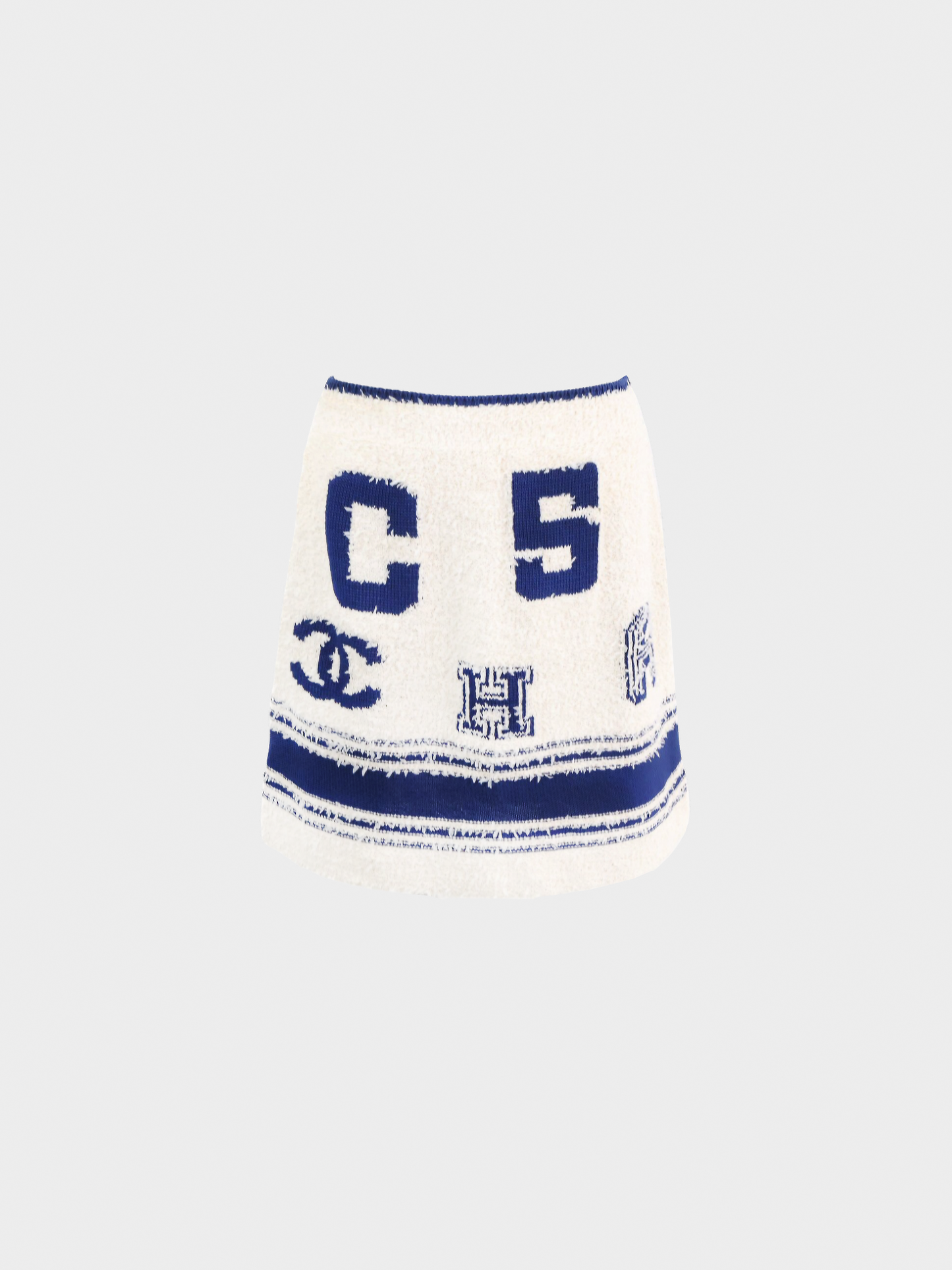 Chanel Pre-Spring 2019 Navy and Cream Shearling Mini Skirt