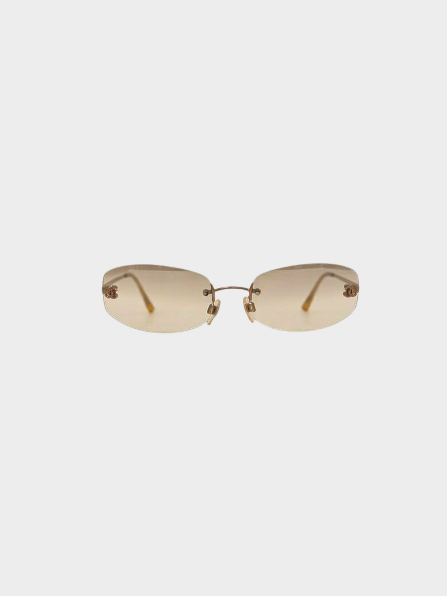 Chanel 2000s Brown Tinted CC Logo Sunglasses