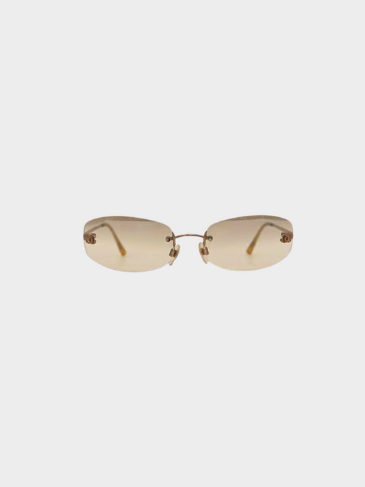 Chanel 2000s Brown Tinted CC Logo Sunglasses