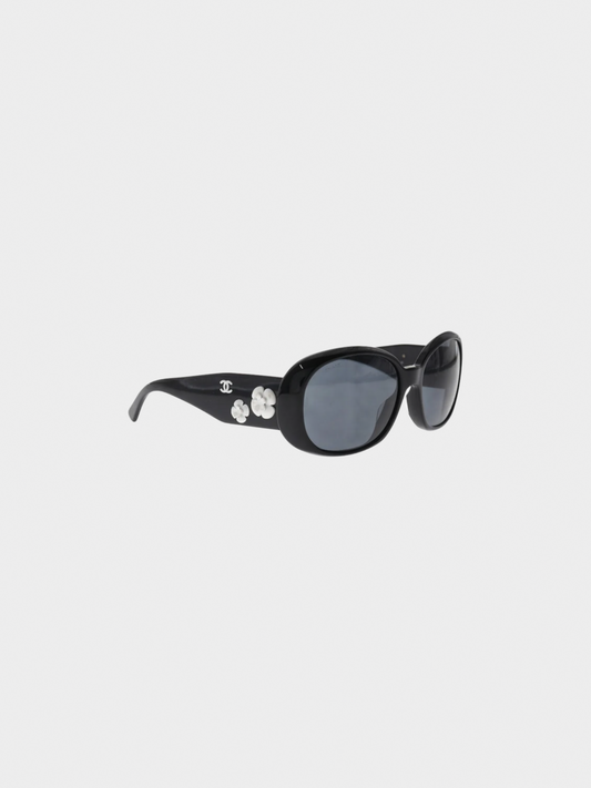 Chanel 2020s Black Camellia Sunglasses