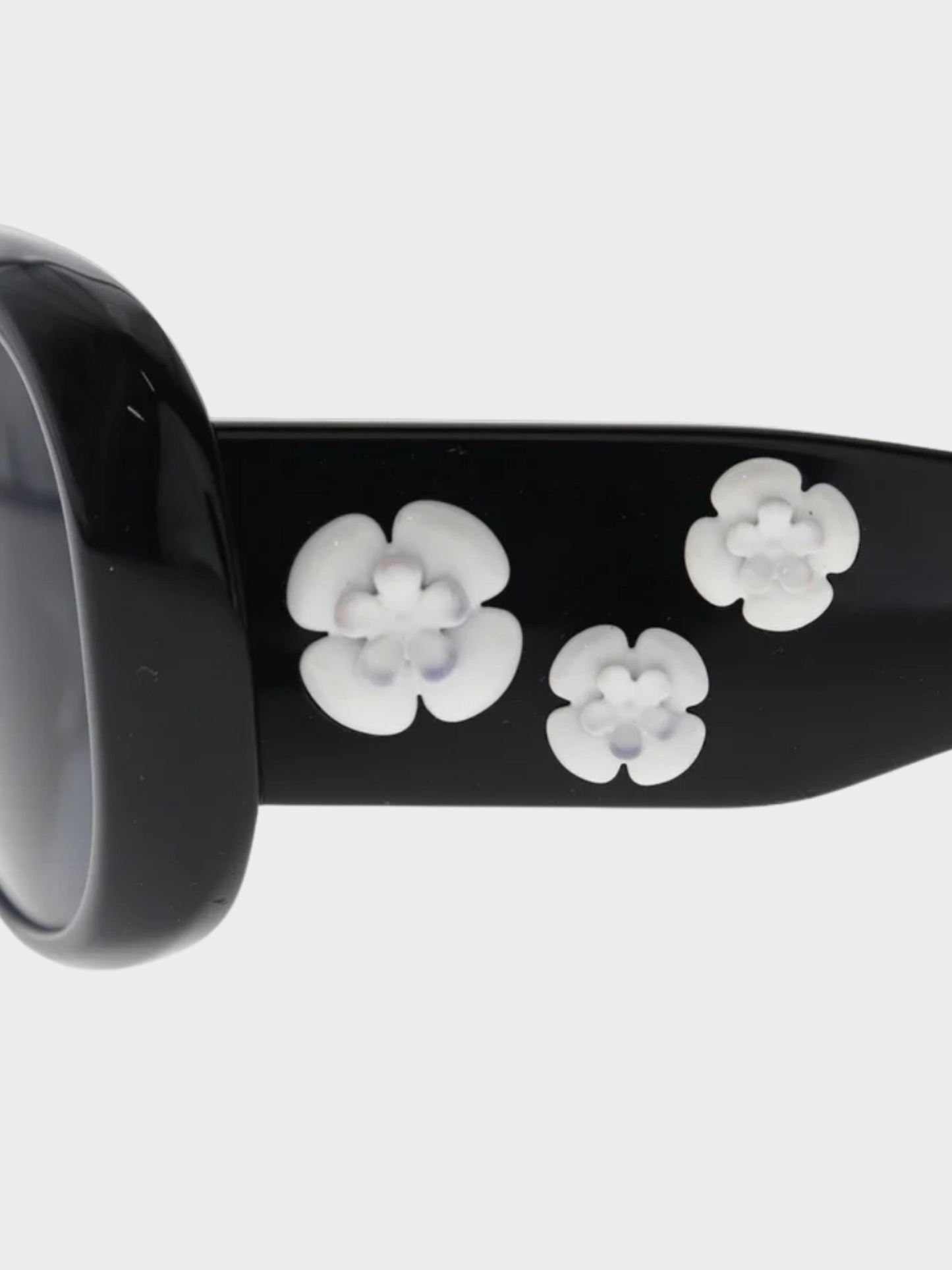 Chanel 2020s Black Camellia Sunglasses