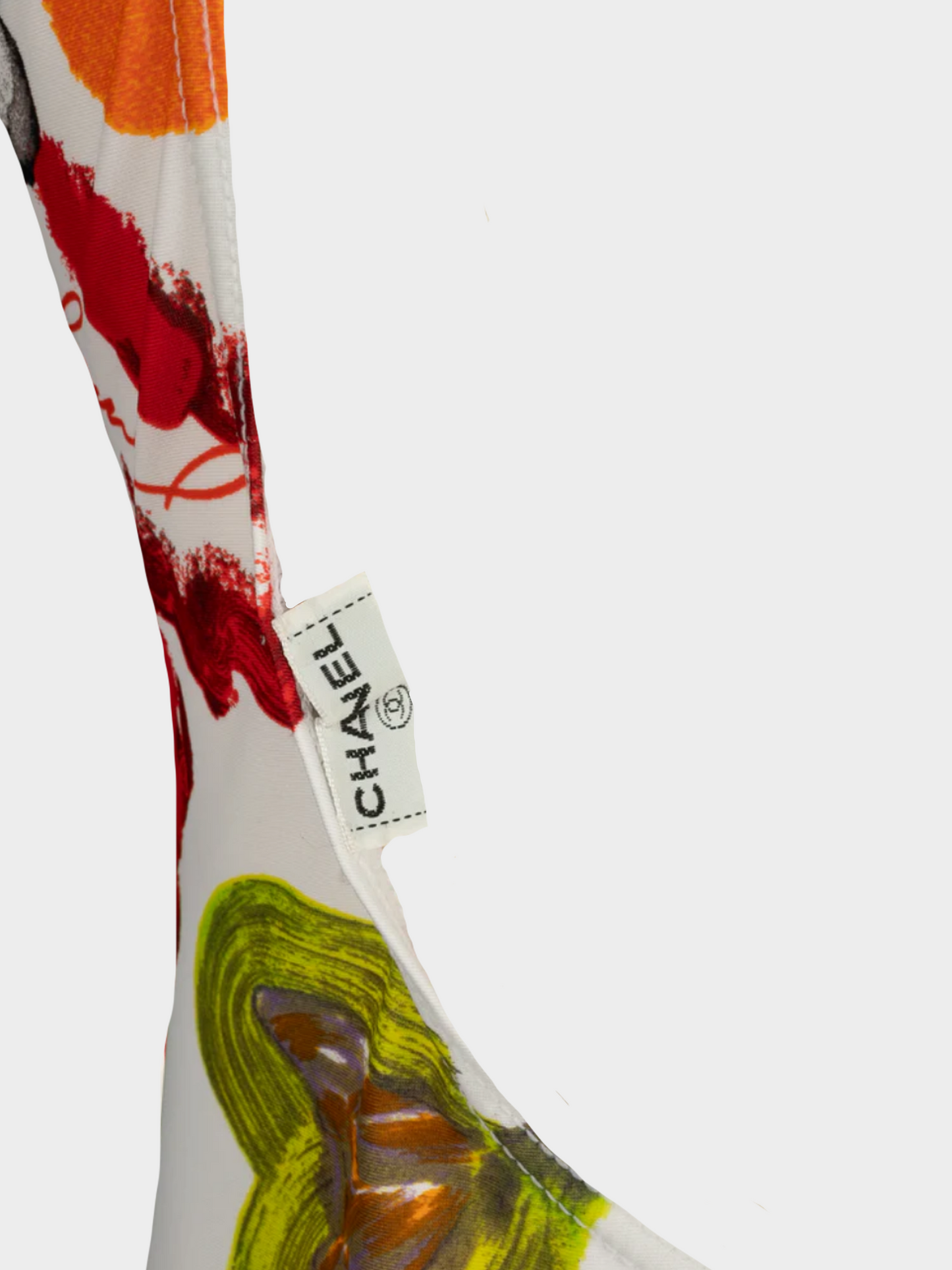 Chanel 1990s White Camellia Printed Swimsuit and Pareo Set