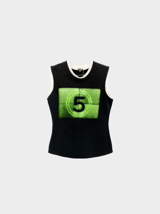 Chanel 2021 Neon Green Graphic Printed Tank Top