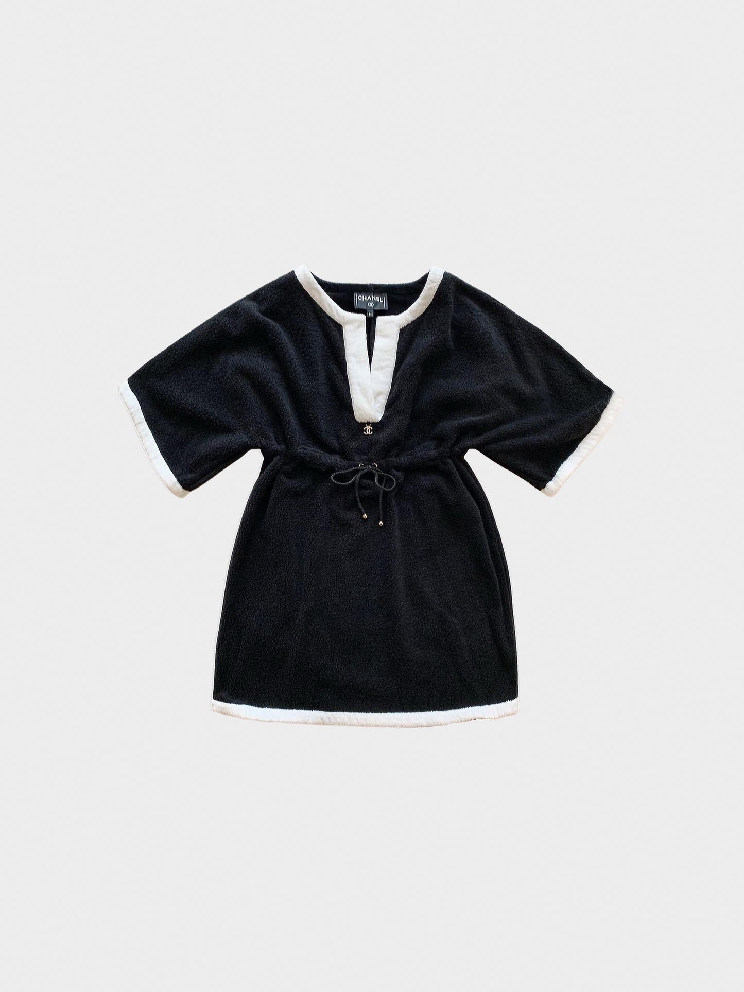Chanel 2023  Black Terry Coco Beach Mini Cover-Up Top