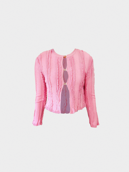 Chanel 2023 Pink Knitted Cardigan Top