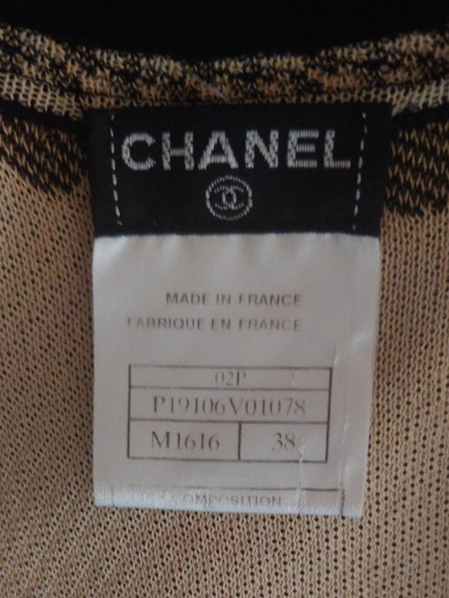 Chanel SS 2002 Black and Beige Printed Knit Logo Sweater Vest