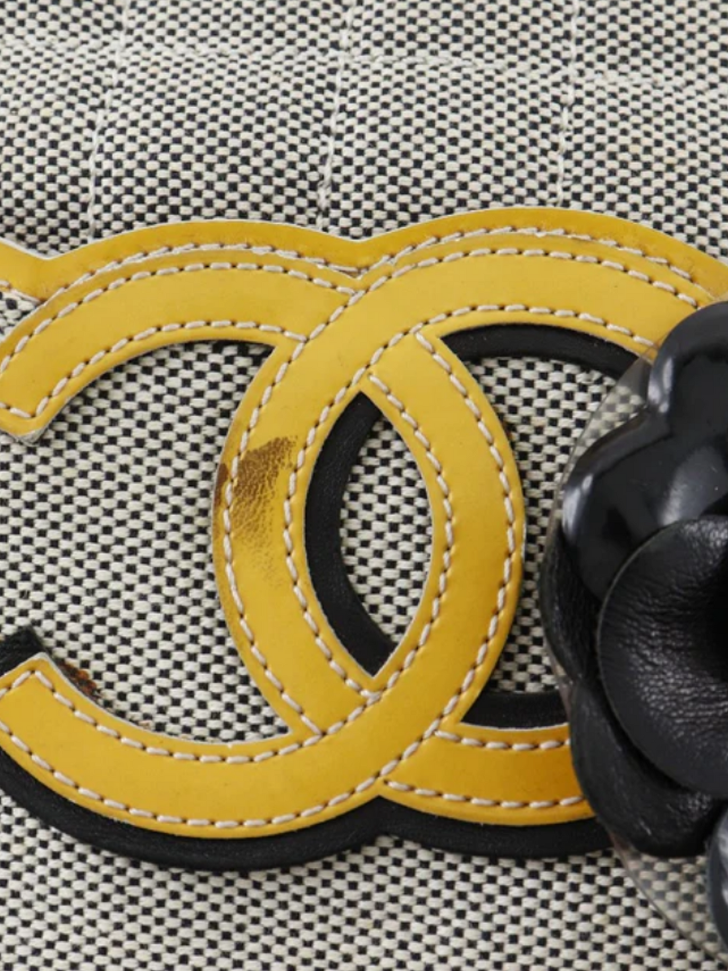 Chanel 2005-2006 Grey Camellia No. 5 Choco Bar Canvas Tote Bag