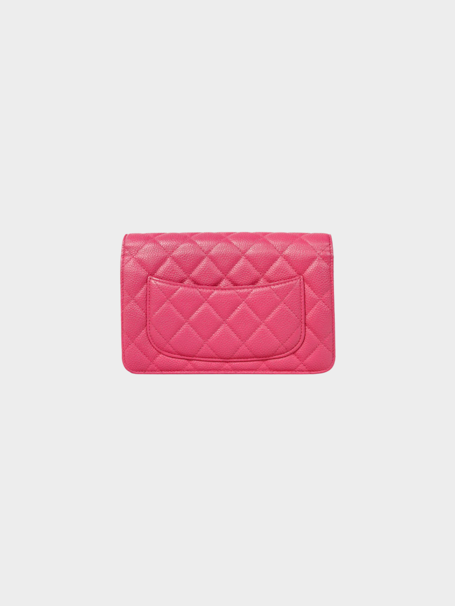 Chanel 2014-2015 Silver Strap Pink Magenta Caviar Wallet-on-Chain