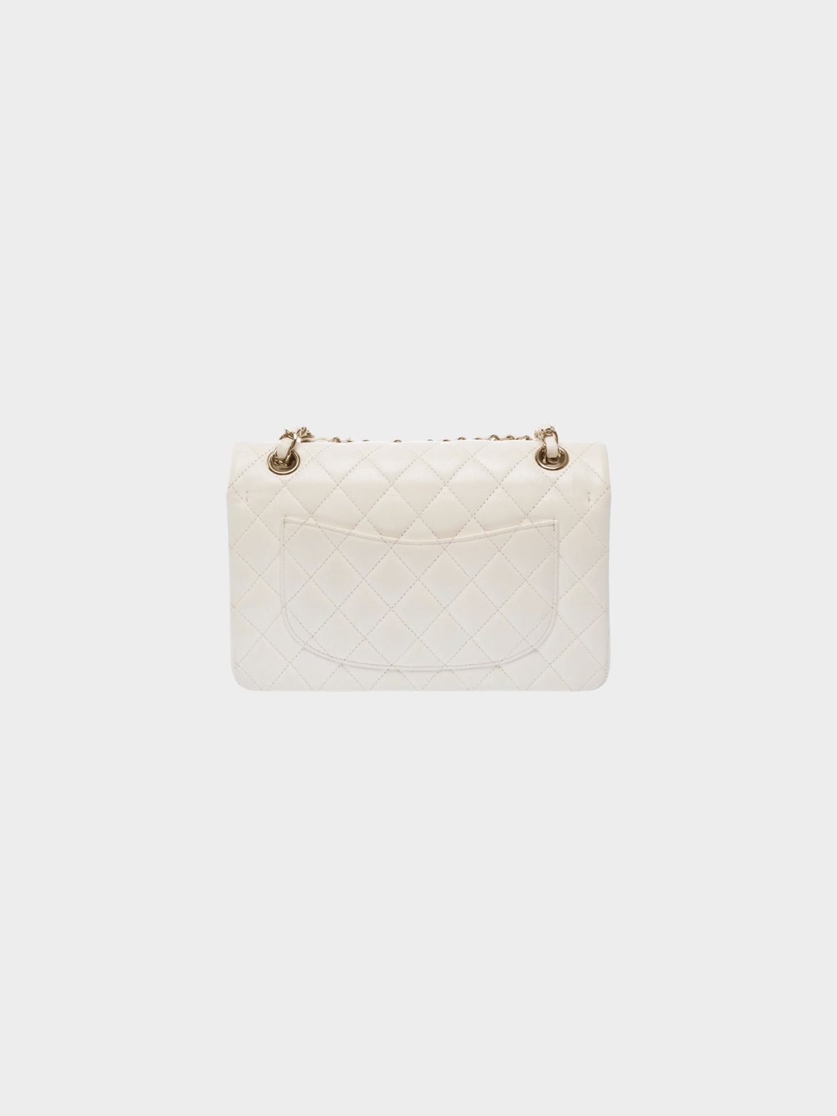 Chanel 2021 White Caviar Leather Double Flap Bag