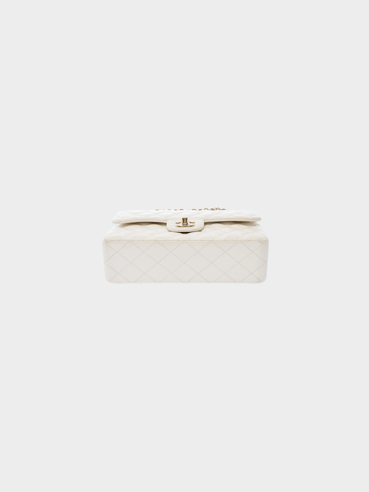 Chanel 2021 White Caviar Leather Double Flap Bag
