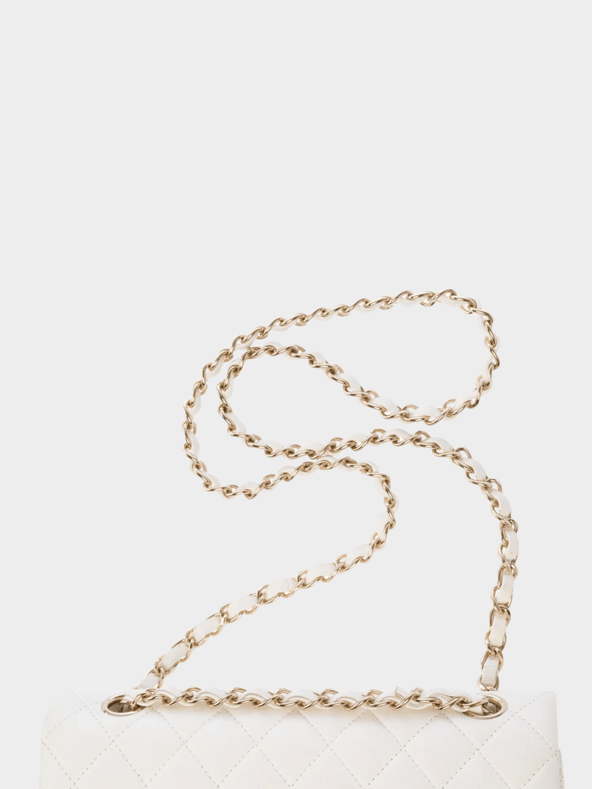 Chanel 2021 White Caviar Leather Double Flap Bag