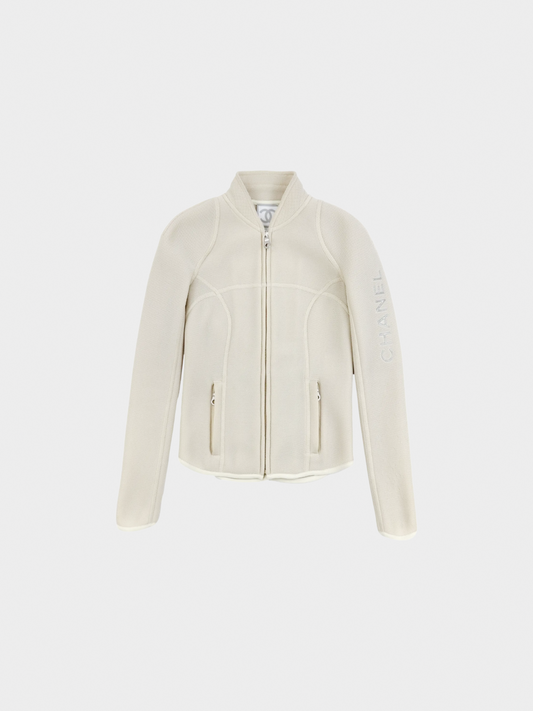 Chanel Sports 2003 Beige Mesh Zip Up Jacket