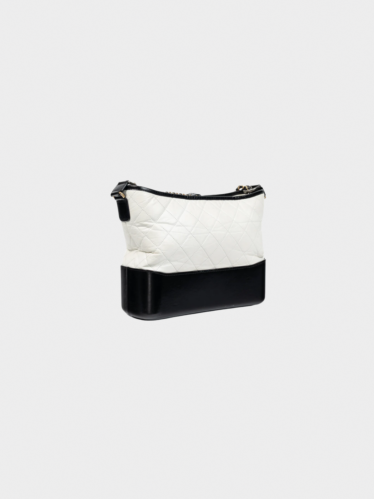Chanel 2018 Medium Gabrielle Hobo White & Black Aged Calfskin Quilted-Leather Shoulder Bag