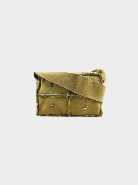 Chanel 2000s Matcha Green Mouton Suede Bag