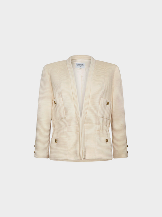 Chanel by Karl Lagerfeld 1990s Beige Wool Jersey Jacket