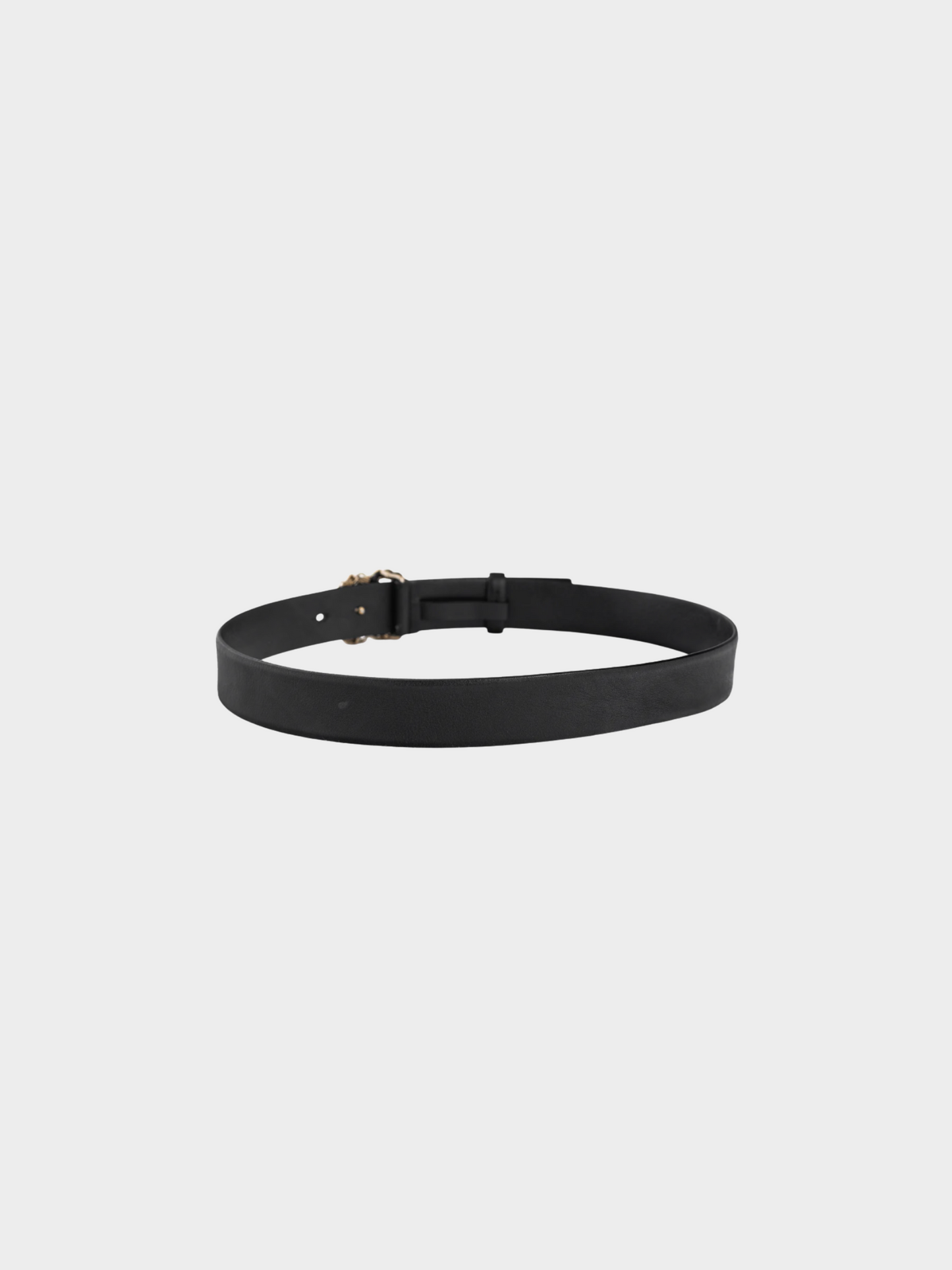 Chanel by Virginie Viard 2020s Black Leather CC Woven-Chain Belt