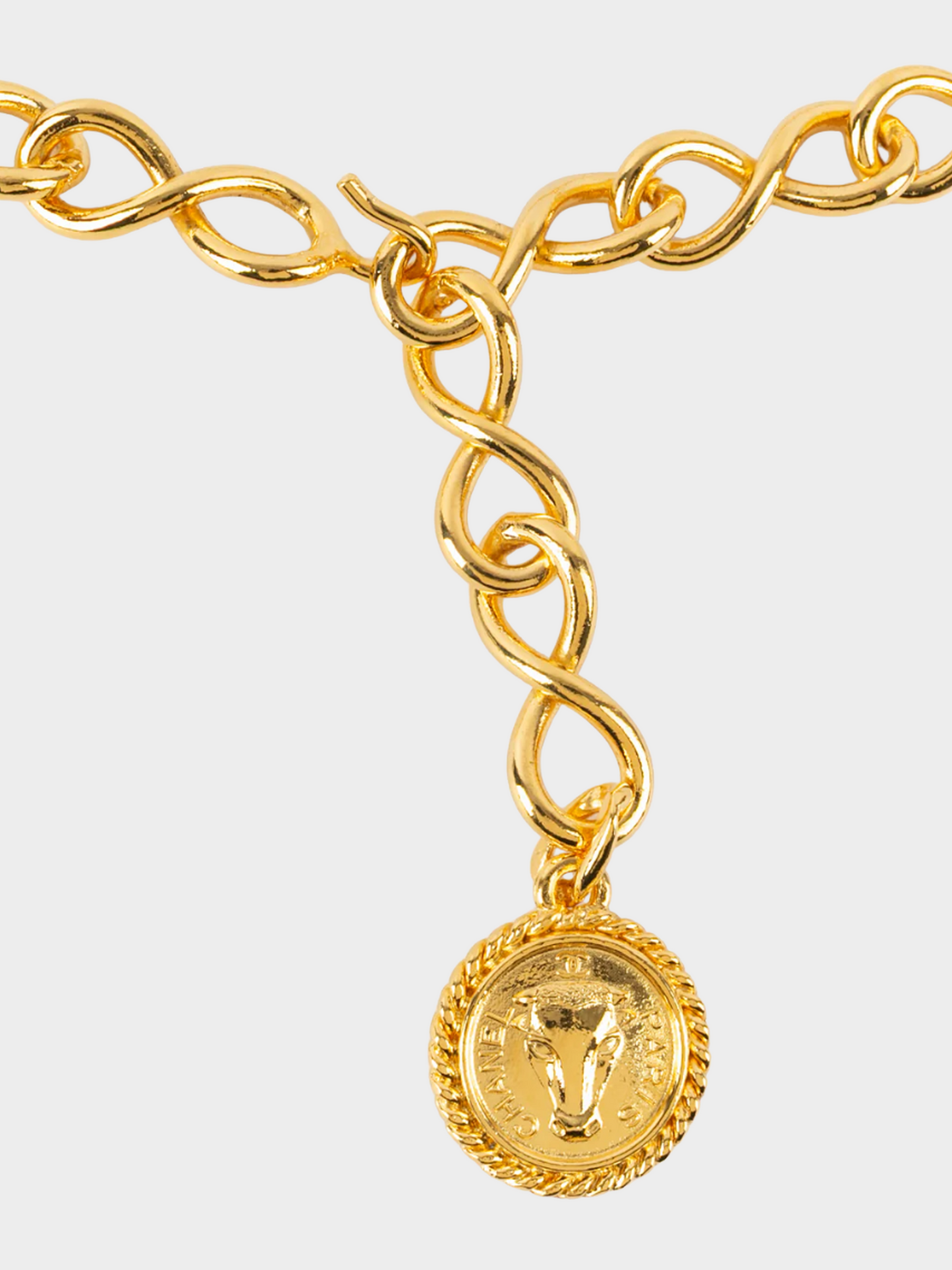 Chanel 1980s Gold Metal Bull Chain Belt