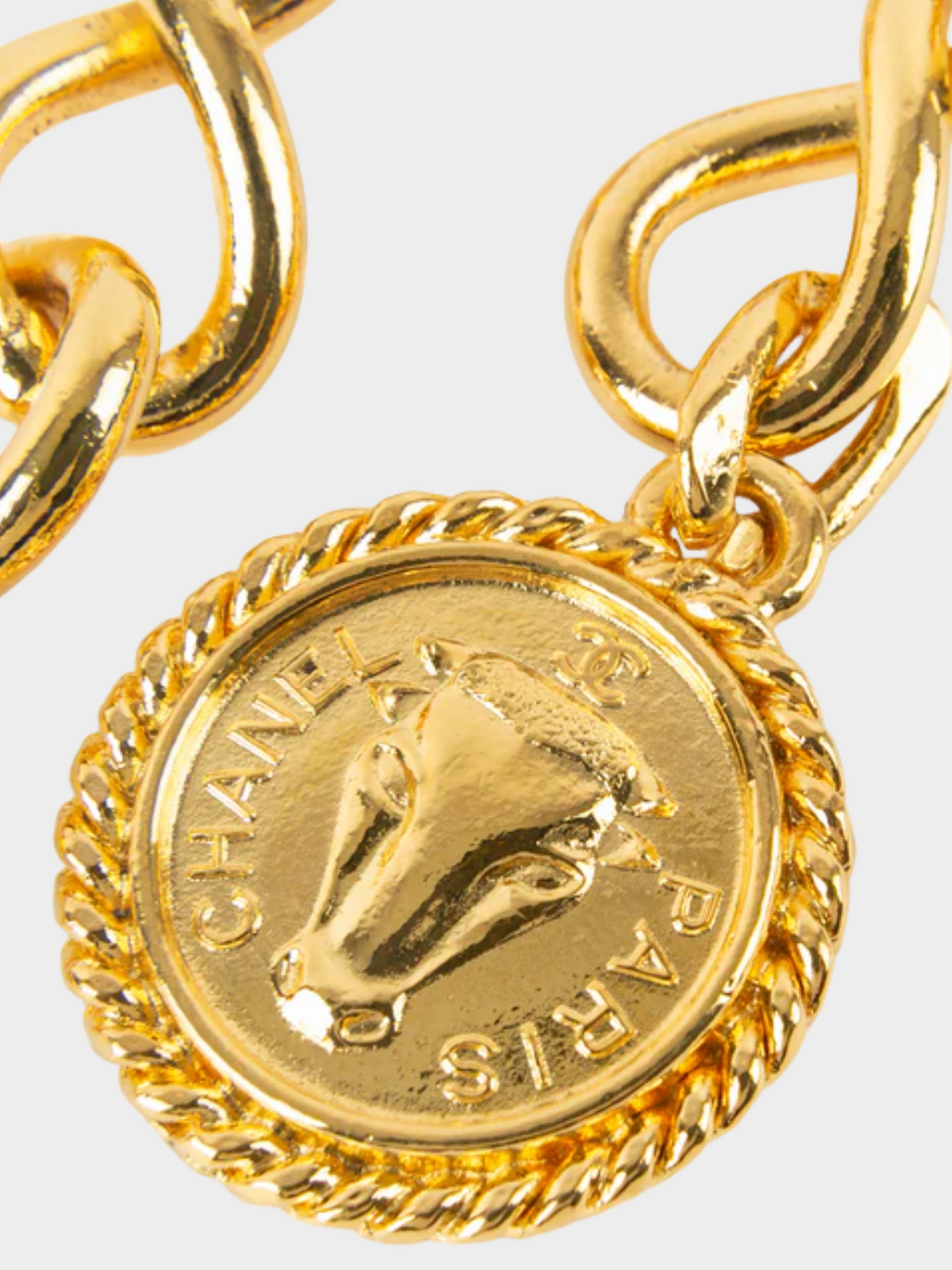 Chanel 1980s Gold Metal Bull Chain Belt