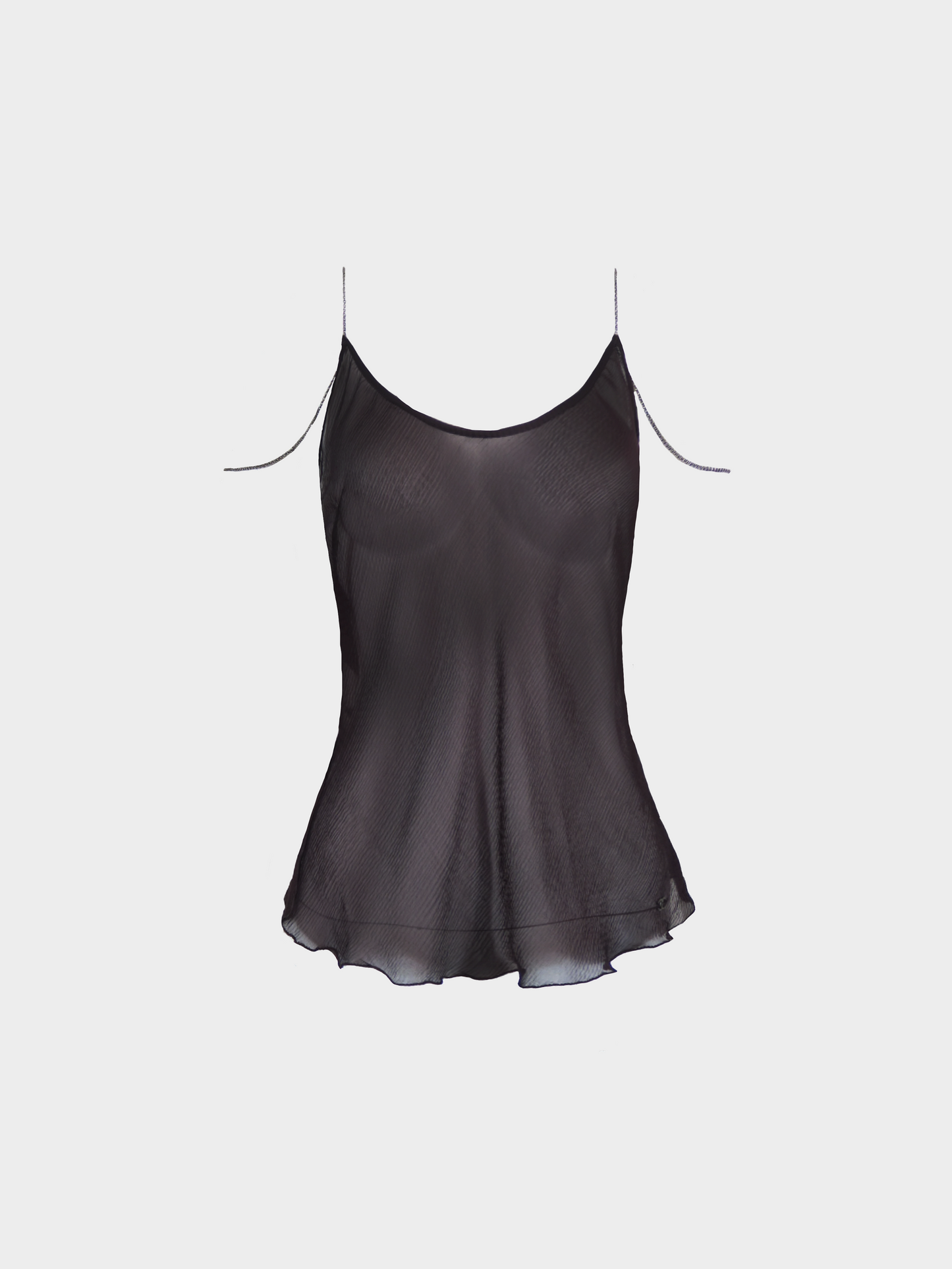 Chanel FW 2002 Plum Silk and Silver Strap Cami Top