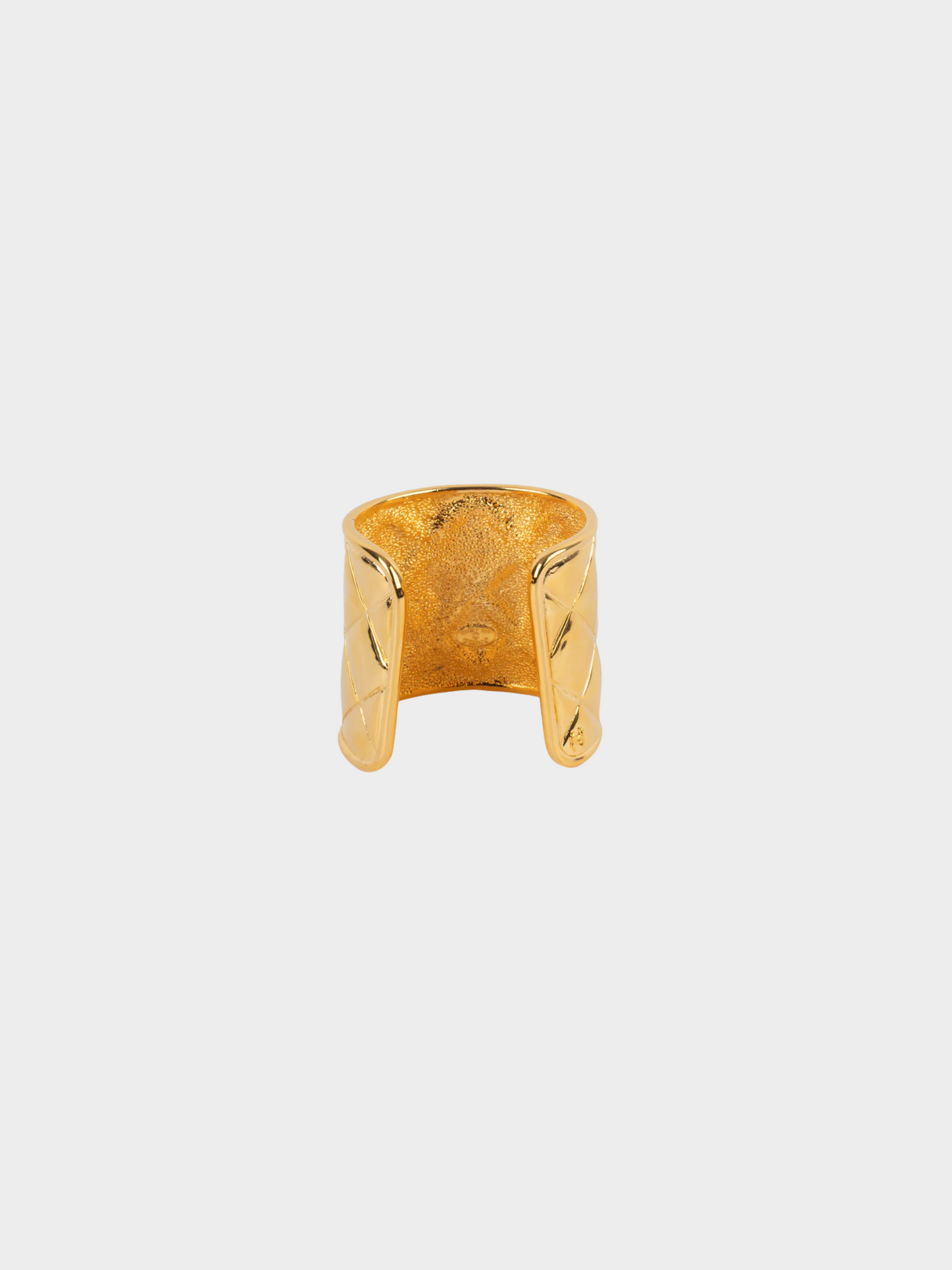 Chanel 1980s Quilted Golden Metal Cuff Bracelet