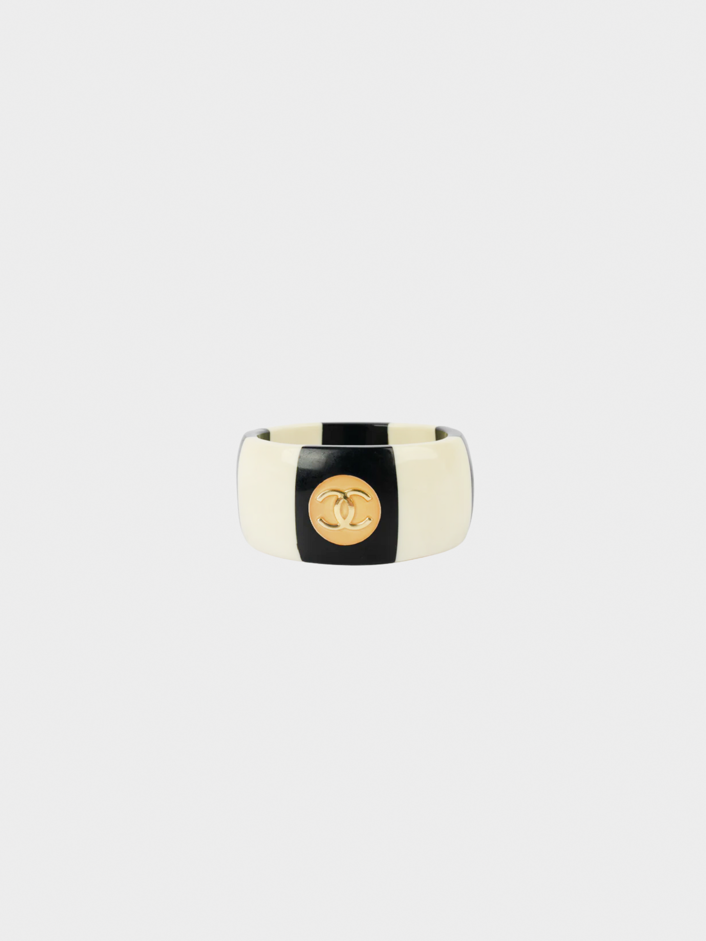 Chanel SS 1996 Black and White Bakelite Cuff Bracelet